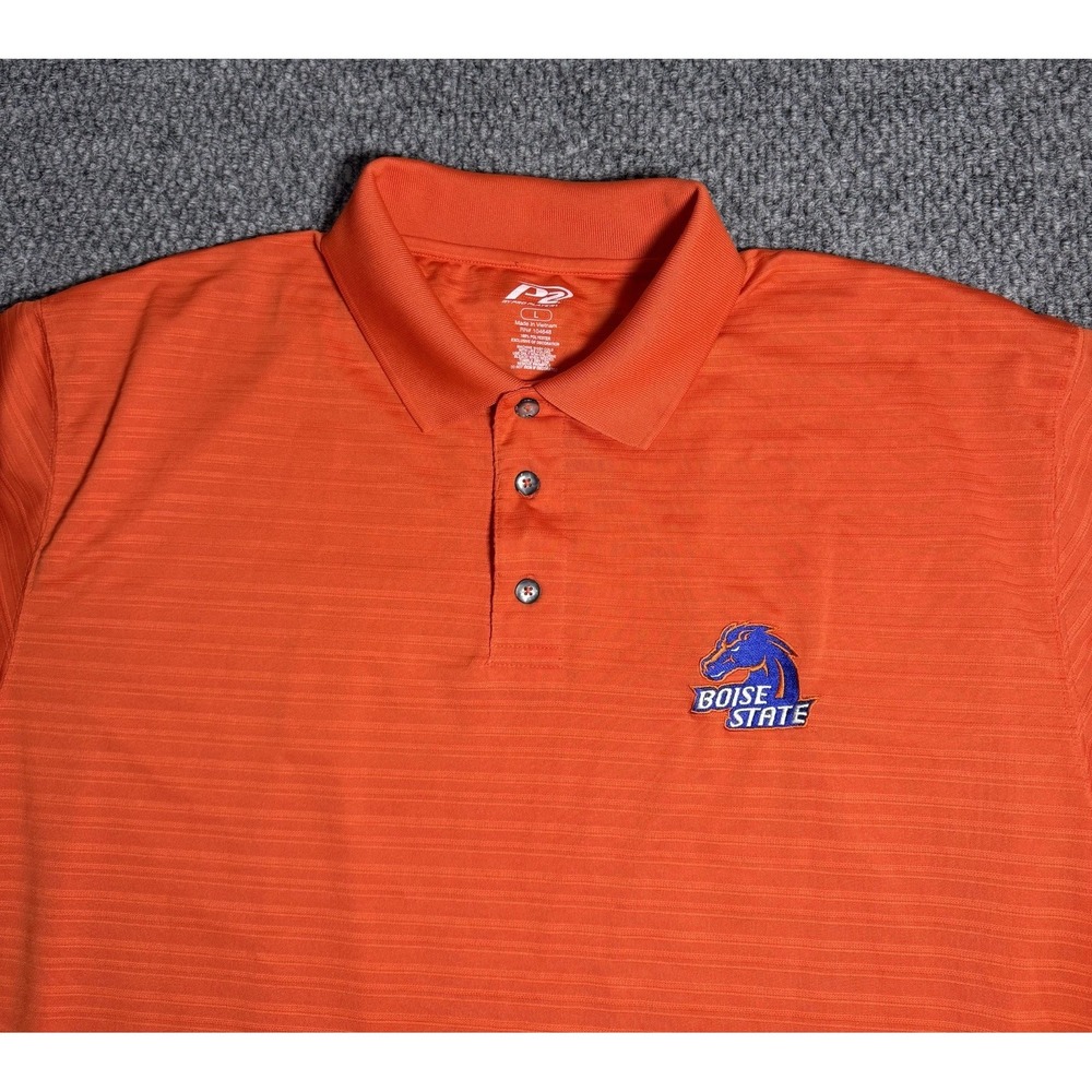 Boise State University Broncos‎ Polo Football Orange Striped Shirt Mens Sz Large